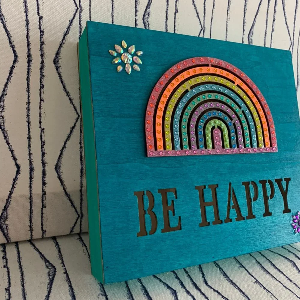 ⭐️#590 Hand Painted Wooden Rainbow Night Light